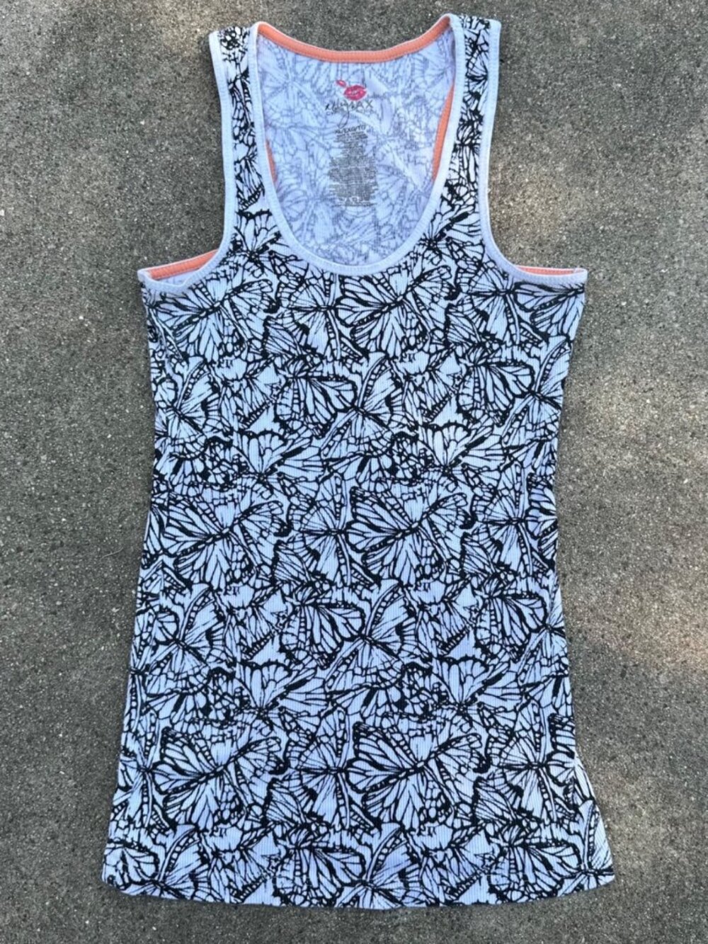 Vintage Y2K Miley Cyrus Tank Top Butterfly 100% Cotton Stretchy S Indie Sleaze